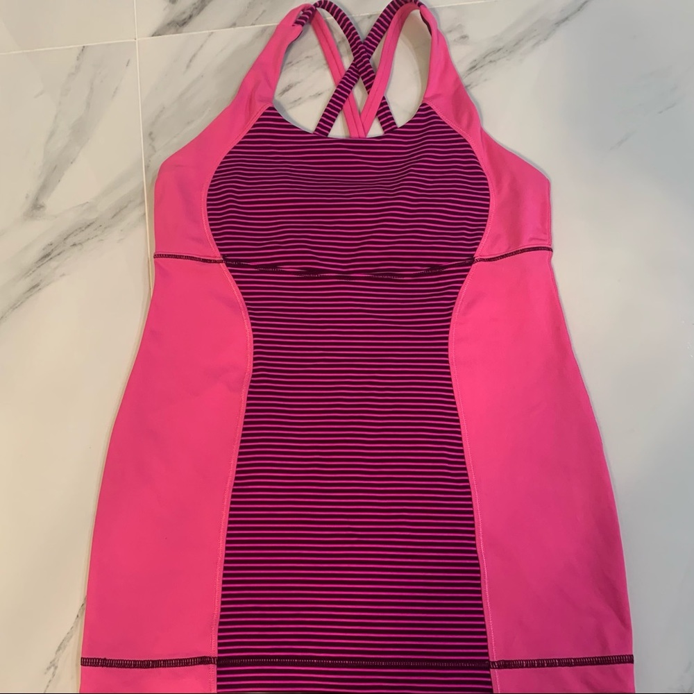 Lululemon  activewear shirt size 6 pink with strips